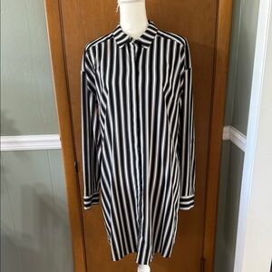 Express Black and White Striped Shirt Dress